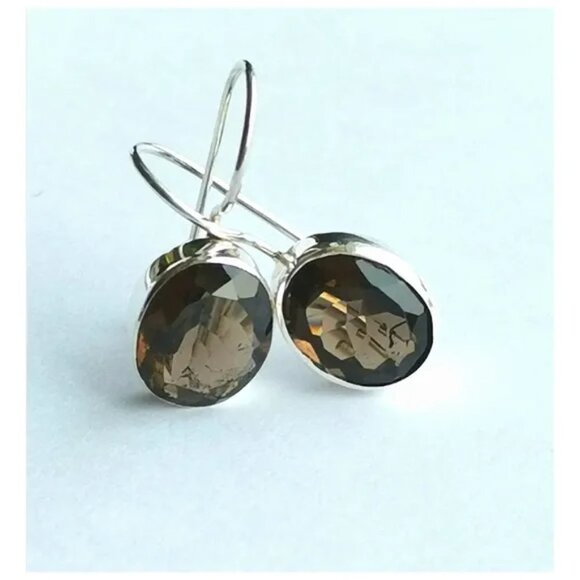 Smokey Topaz Smoky Quartz drop earrings in Sterling Silver - Picture 4 of 7